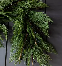 Navy Plum Berry Norfolk Cypress Real Touch Garland - 15 ft