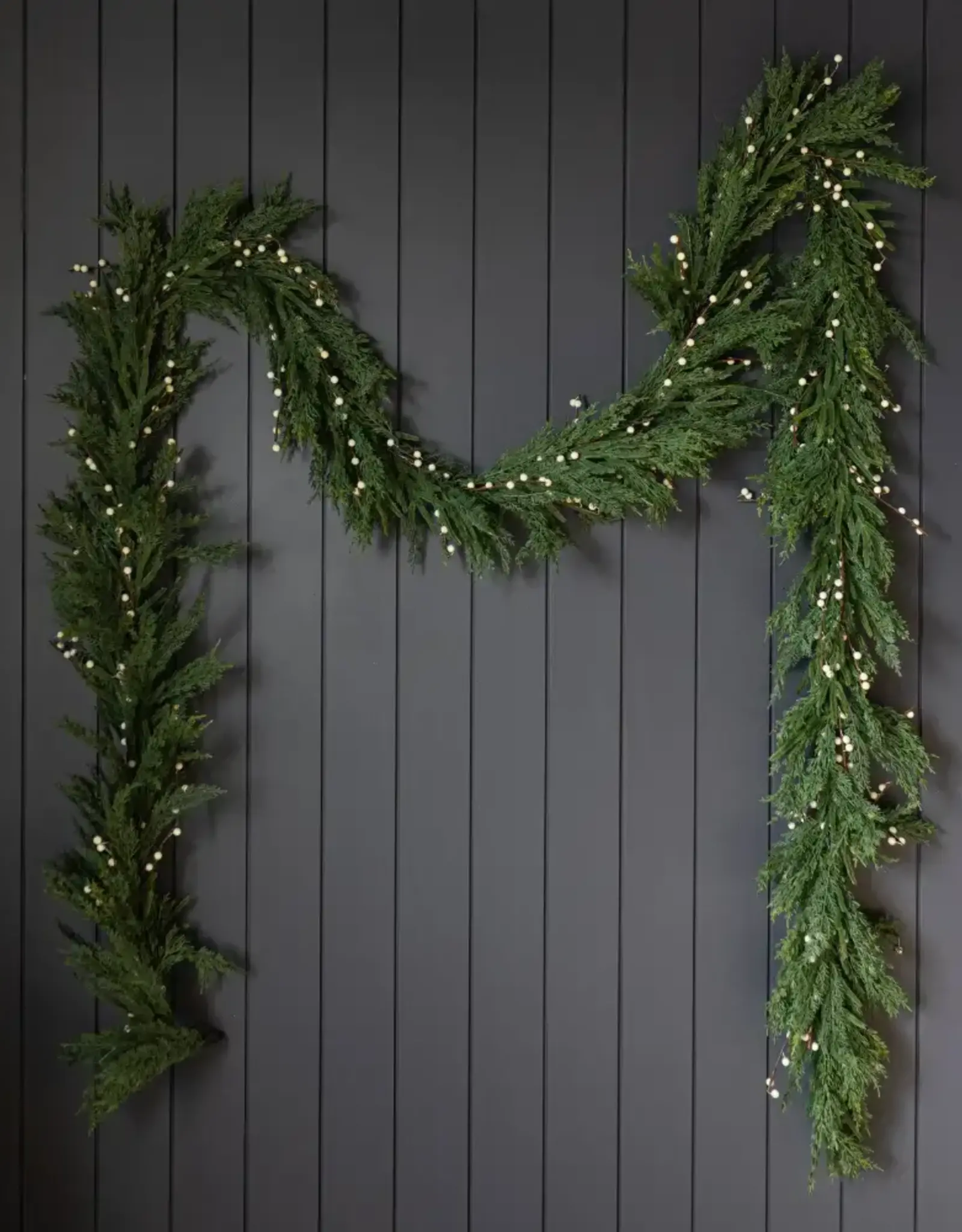 White Plum Berry Norfolk Cypress Real Touch Garland - 15 ft