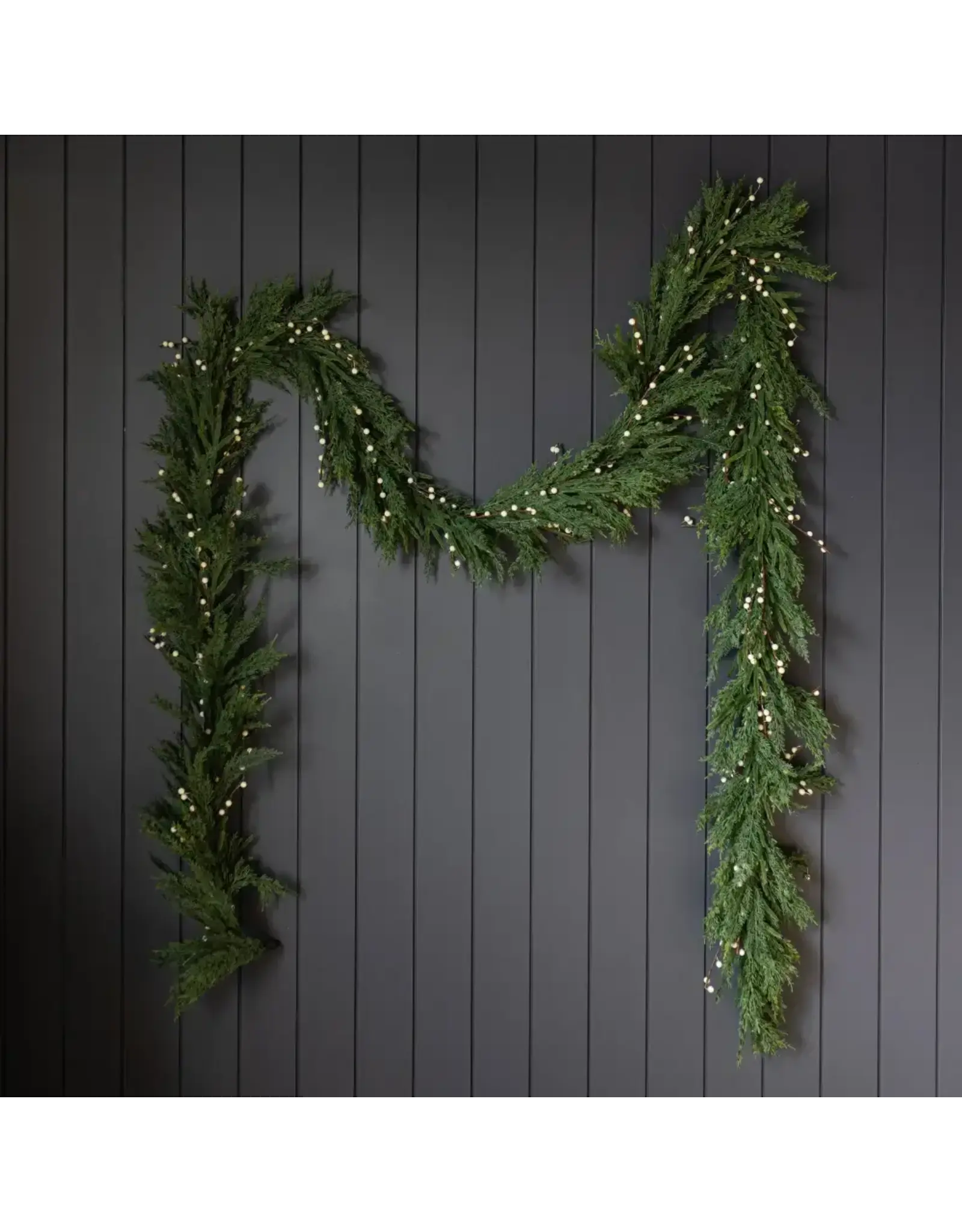 White Plum Berry Norfolk Cypress Real Touch Garland - 15 ft