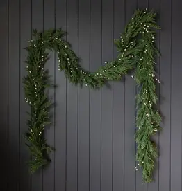White Plum Berry Norfolk Cypress Real Touch Garland - 15 ft