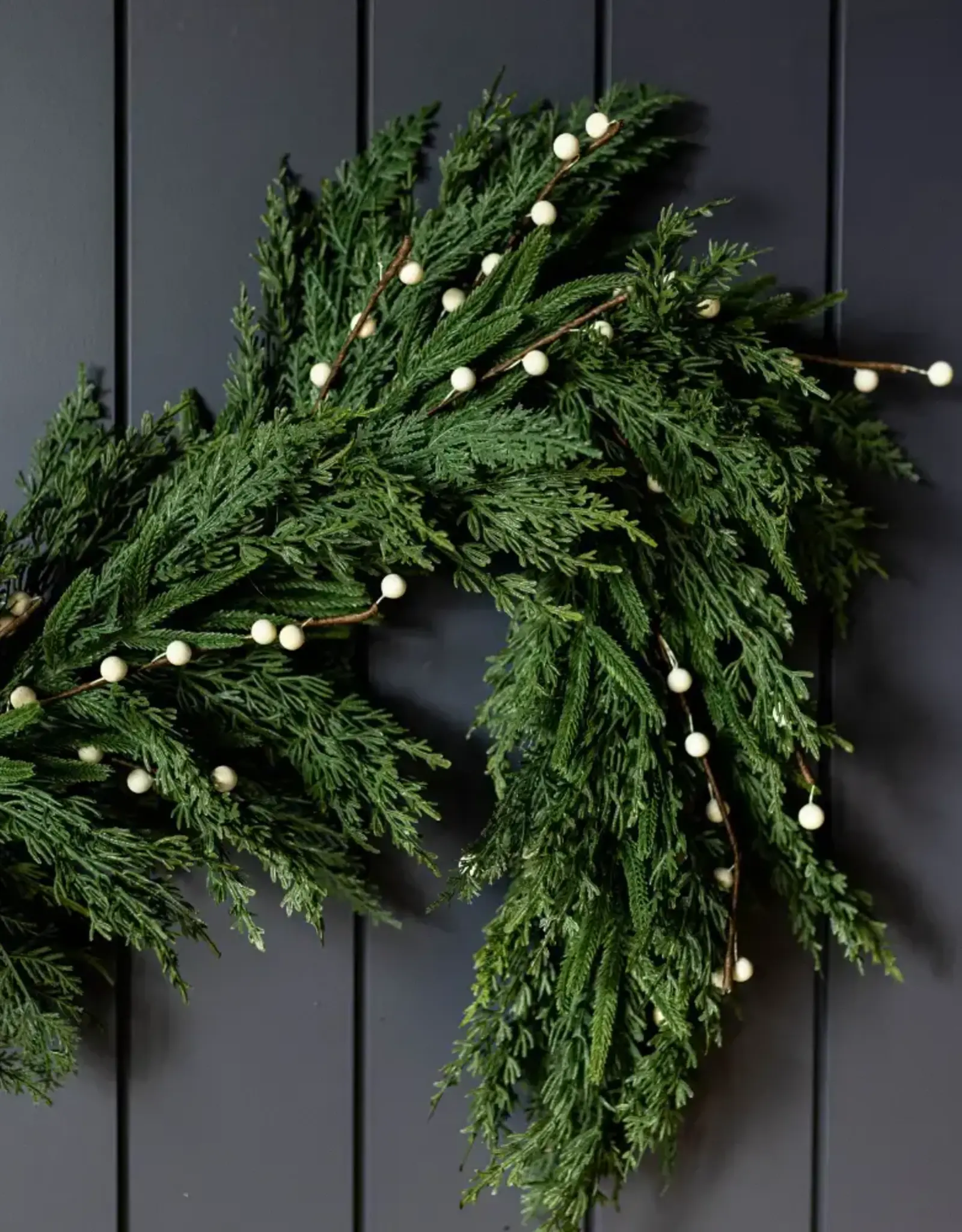 White Plum Berry Norfolk Cypress Real Touch Garland - 15 ft