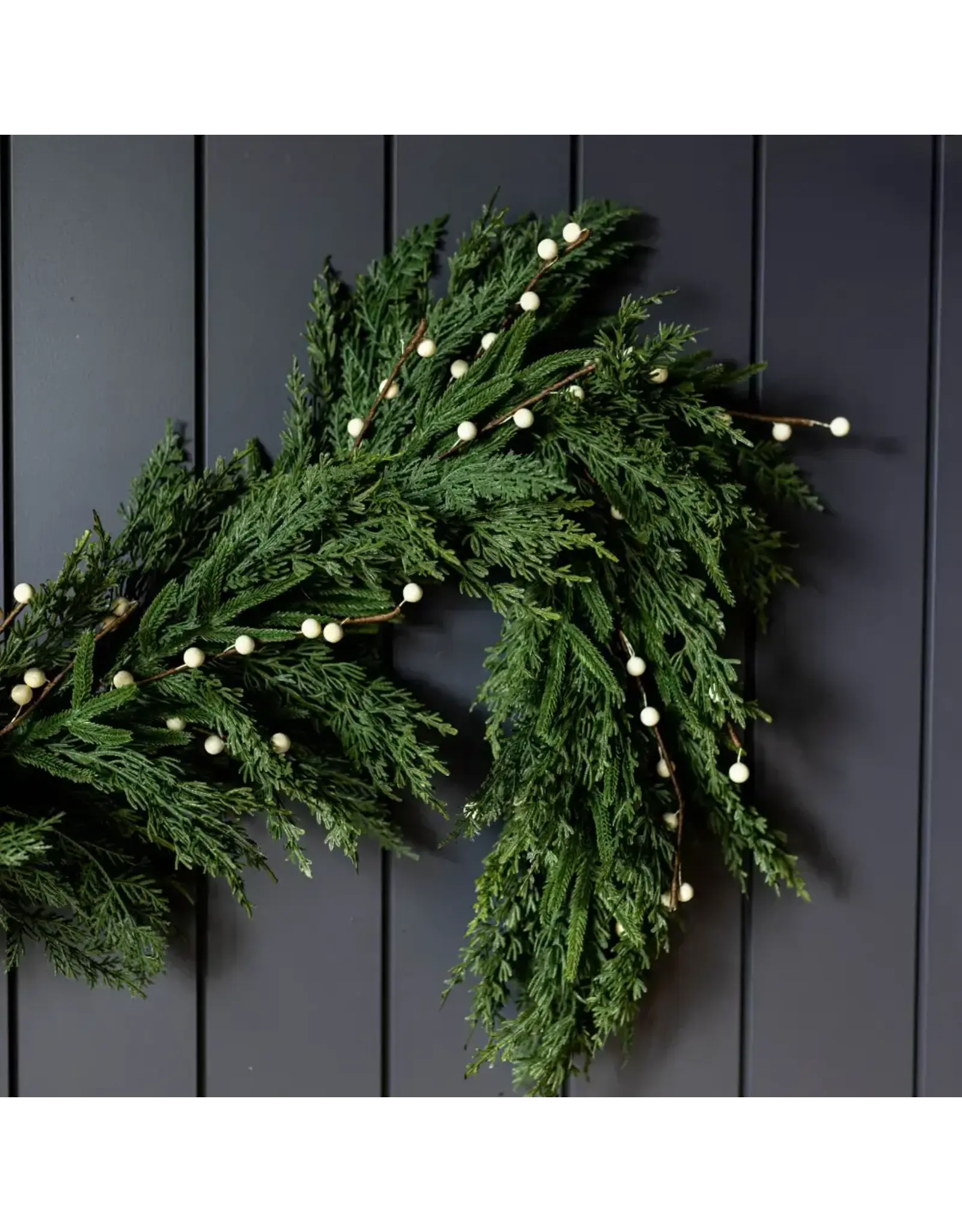 White Plum Berry Norfolk Cypress Real Touch Garland - 15 ft