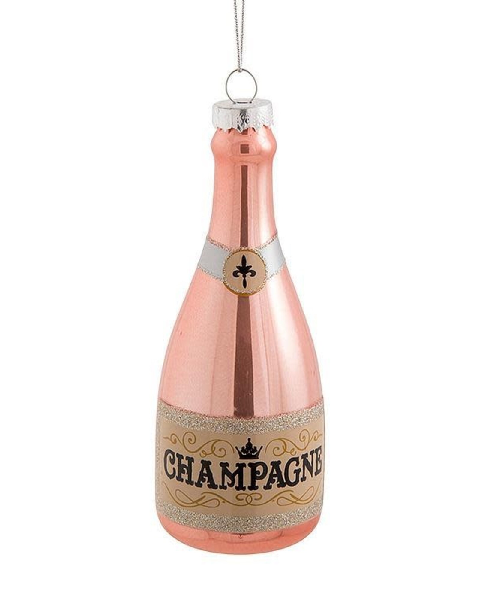 Pink Champagne Bottle Ornament-5"H