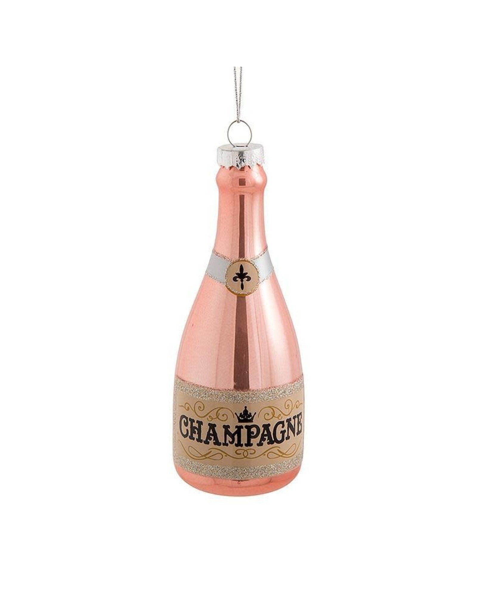 Pink Champagne Bottle Ornament-5"H