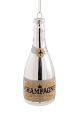 Silver Champagne Bottle Ornament-5"H