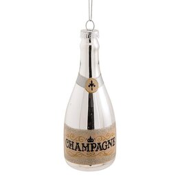 Silver Champagne Bottle Ornament-5"H