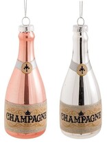 Silver Champagne Bottle Ornament-5"H