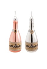 Silver Champagne Bottle Ornament-5"H