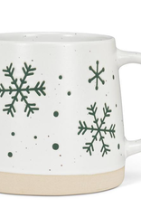 Wide Base Mug with Snowflakes in Green