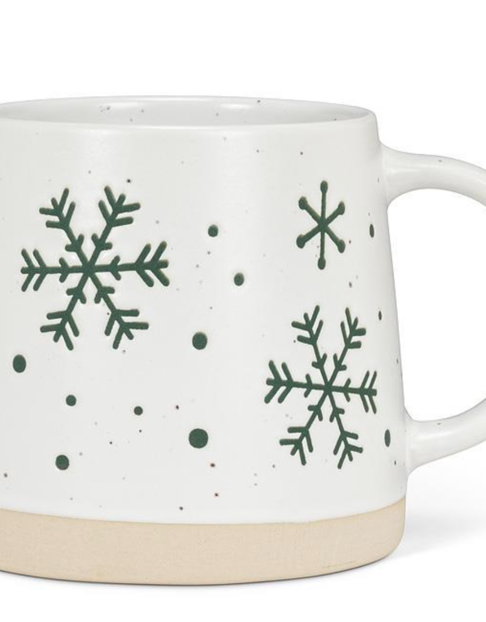 Wide Base Mug with Snowflakes in Green