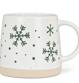 Wide Base Mug with Snowflakes in Green