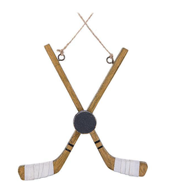 Crossed Hockey Stick & Puck Ornament