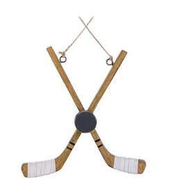 Crossed Hockey Stick & Puck Ornament