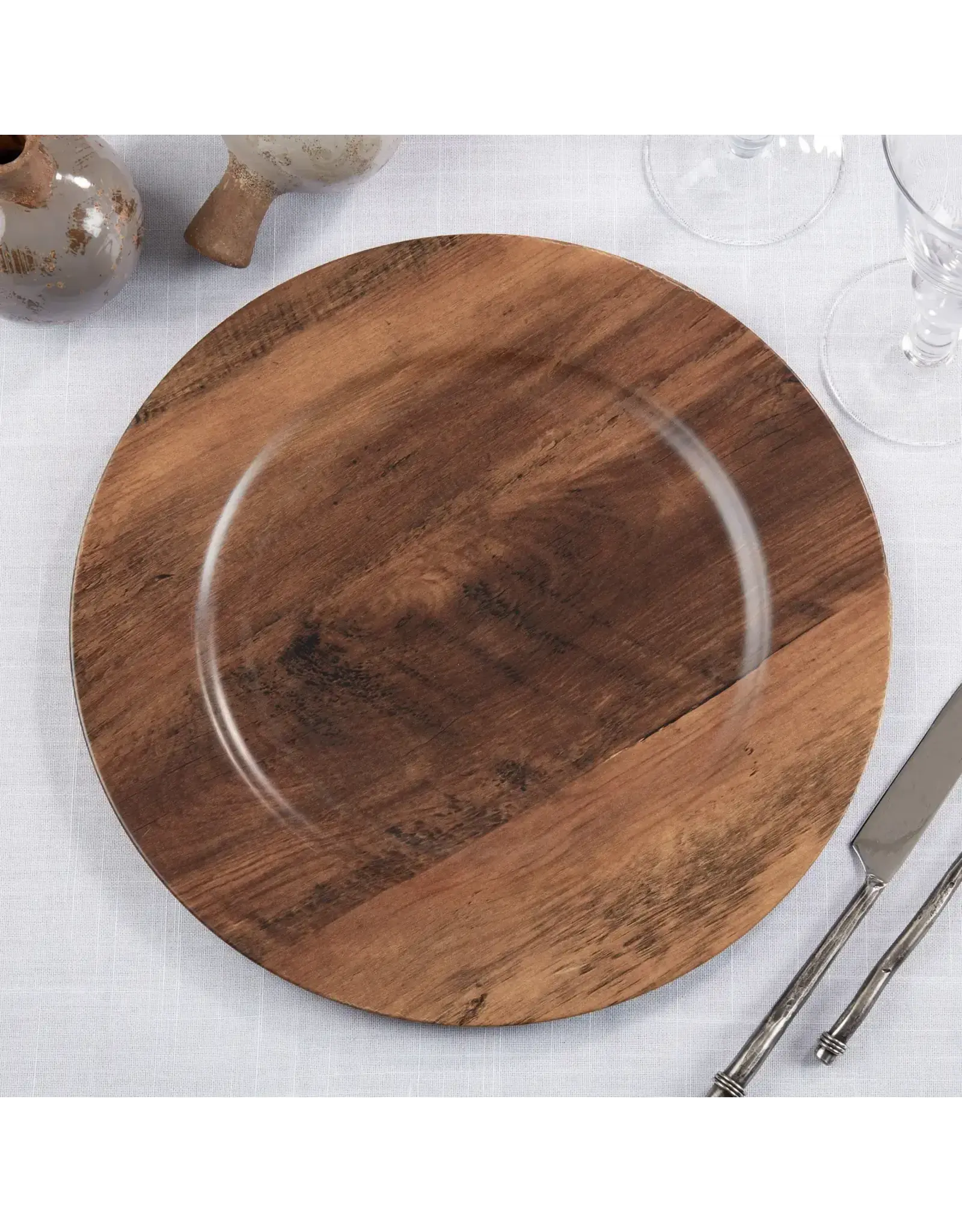 Sleek Faux Wood Charger Plate