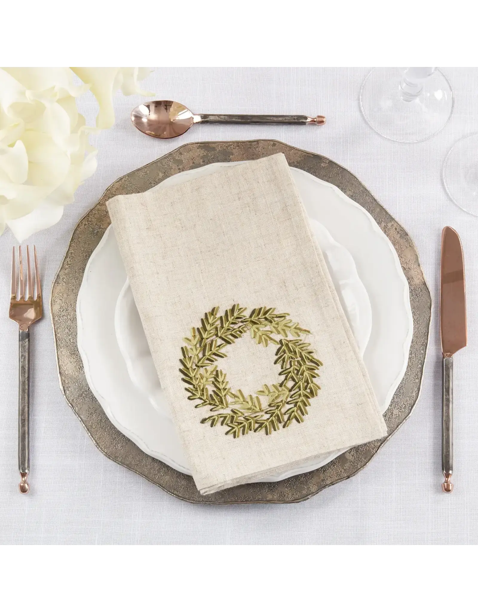 Festive Wreath Embroidered Napkin