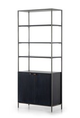 Trey Modular Wide Bookcase in Black Wash Poplar
