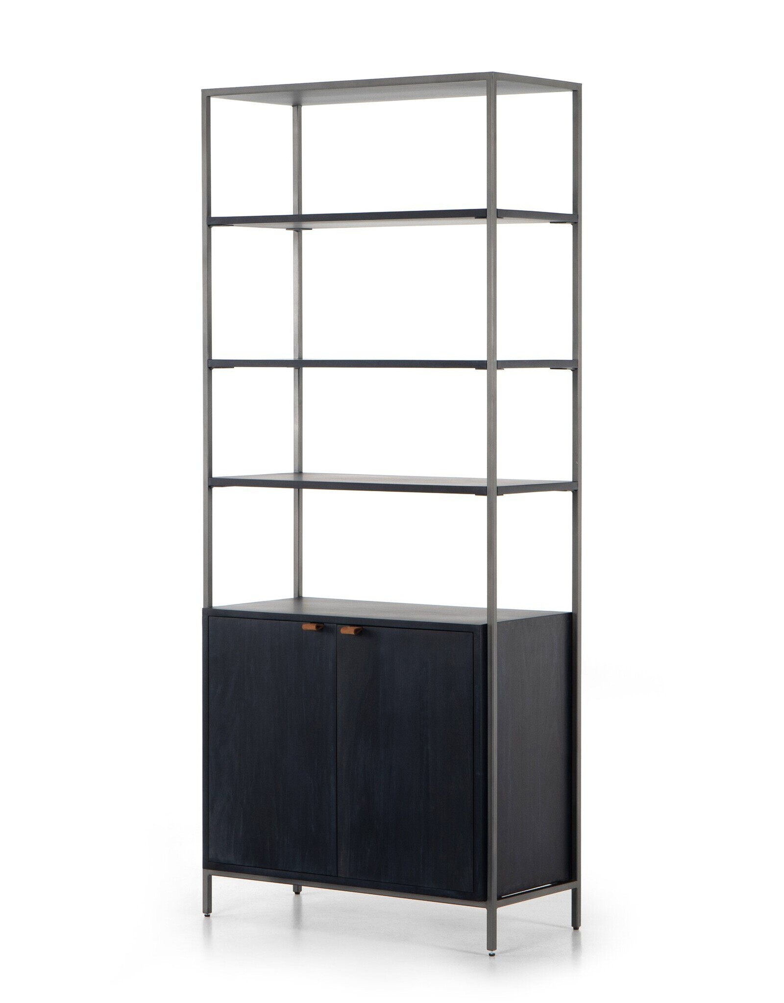 Trey Modular Wide Bookcase in Black Wash Poplar