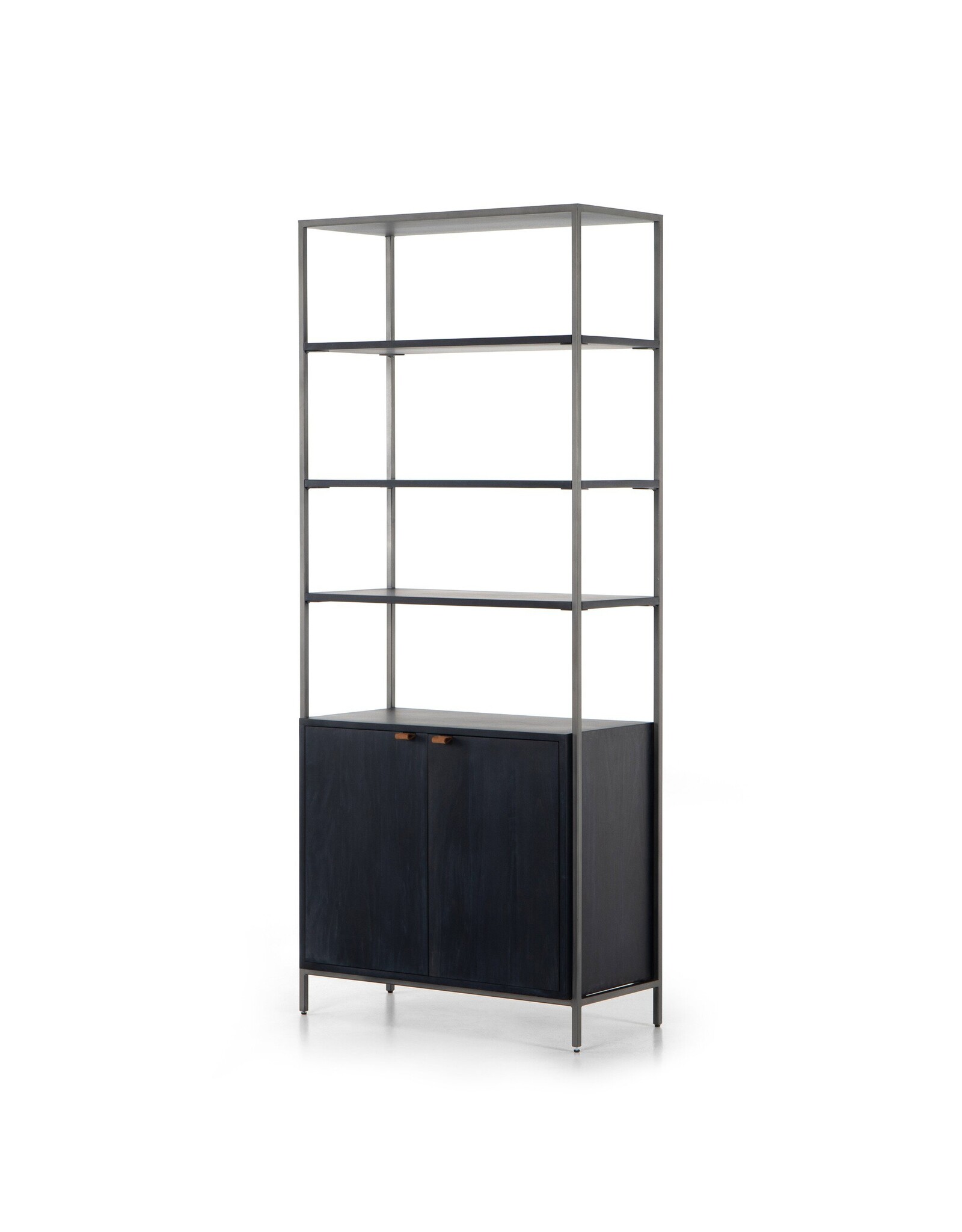 Trey Modular Wide Bookcase in Black Wash Poplar