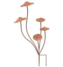 Brown 28"H Metal Mushroom Stake × 5