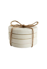 4" Round Marble Coasters w/ Brass Tree Inlay