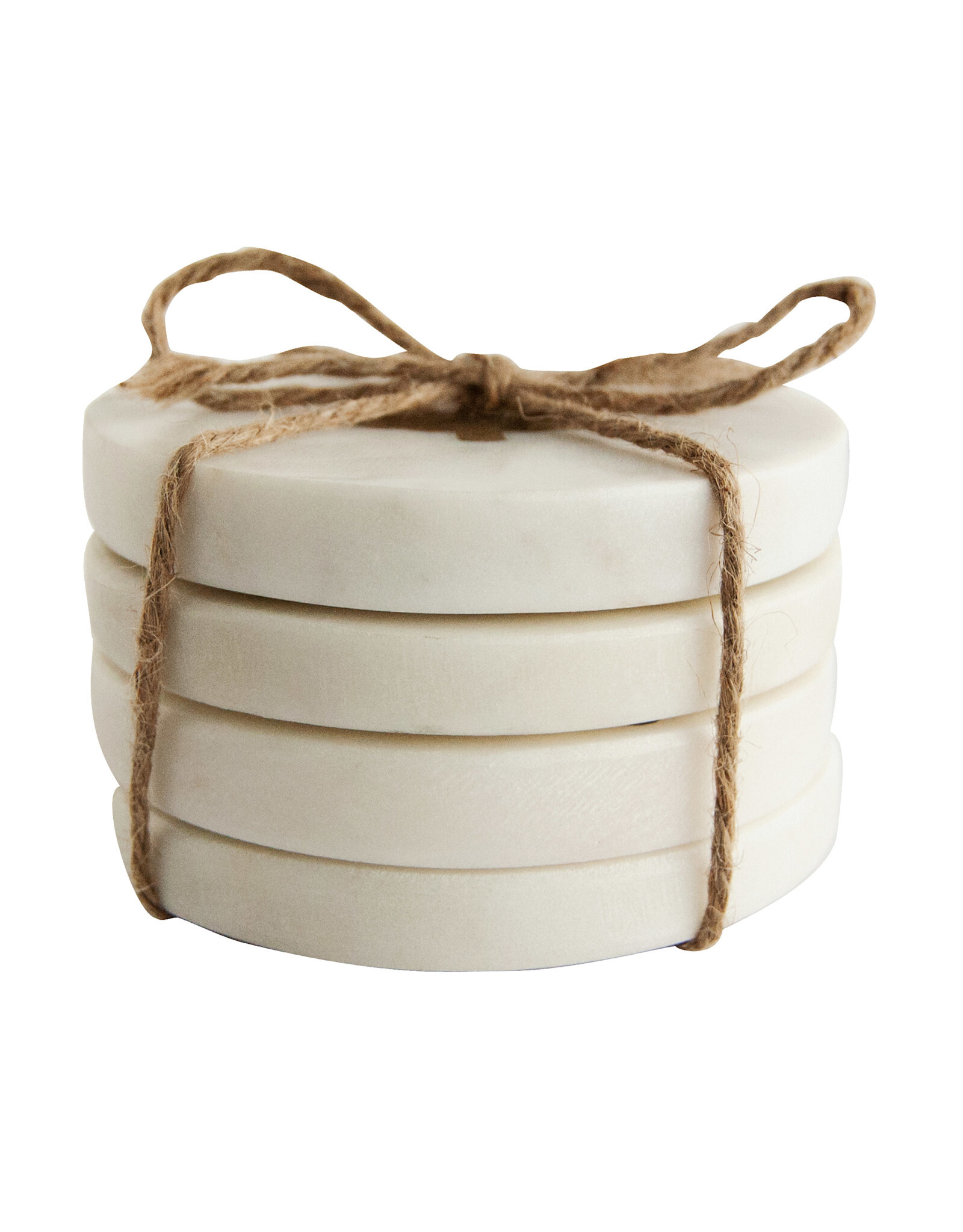 4" Round Marble Coasters w/ Brass Tree Inlay