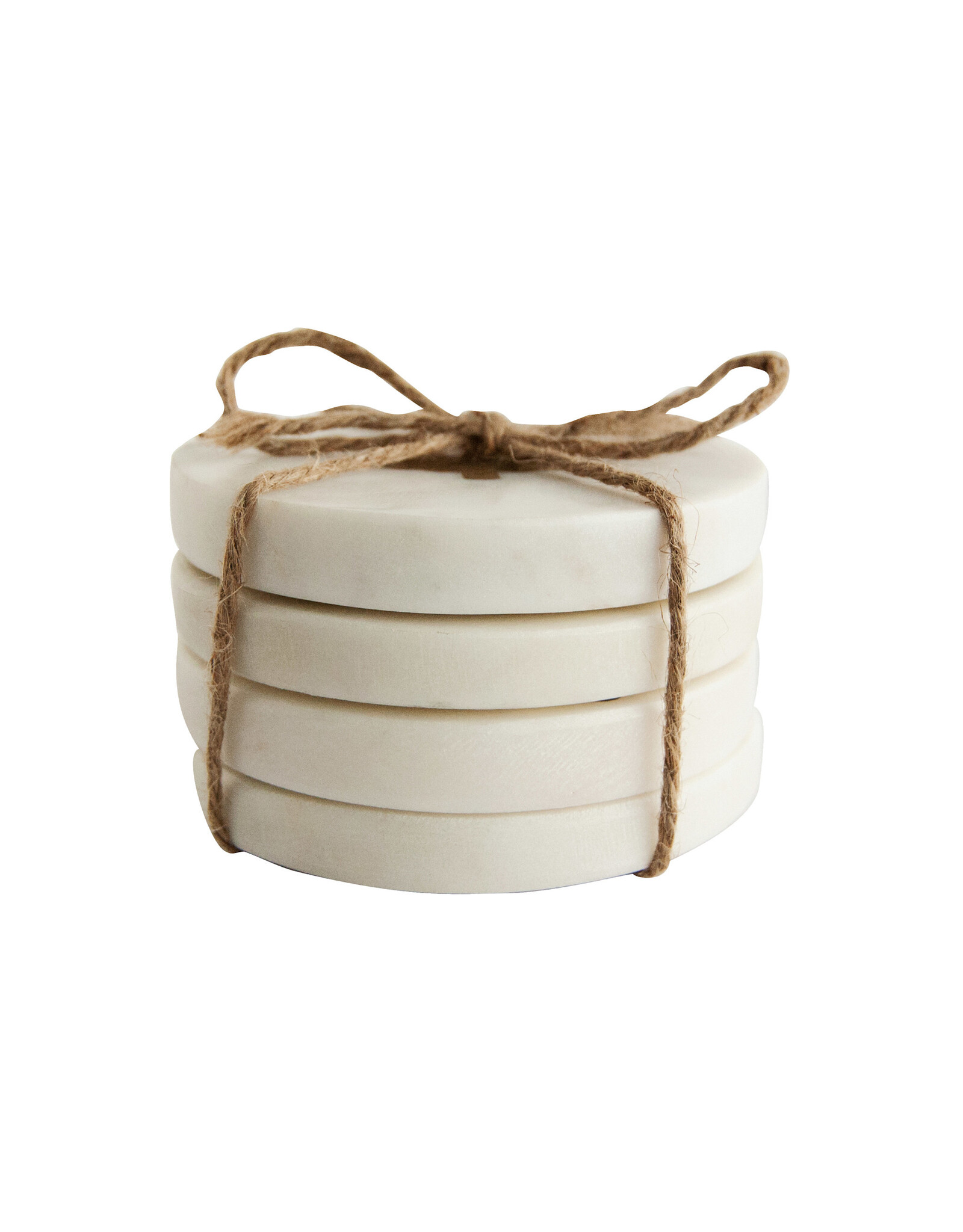4" Round Marble Coasters w/ Brass Tree Inlay