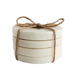 4" Round Marble Coasters w/ Brass Tree Inlay