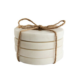 4" Round Marble Coasters w/ Brass Tree Inlay