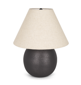 Sadiyah Black Brushed Metal w/ Beige Shade Table Lamp