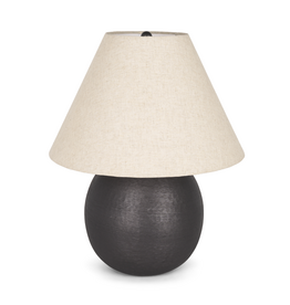 Sadiyah Black Brushed Metal w/ Beige Shade Table Lamp