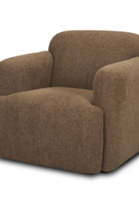 Saga Textured Brown Plush Fabric Upholstered Chair