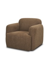 Saga Textured Brown Plush Fabric Upholstered Chair