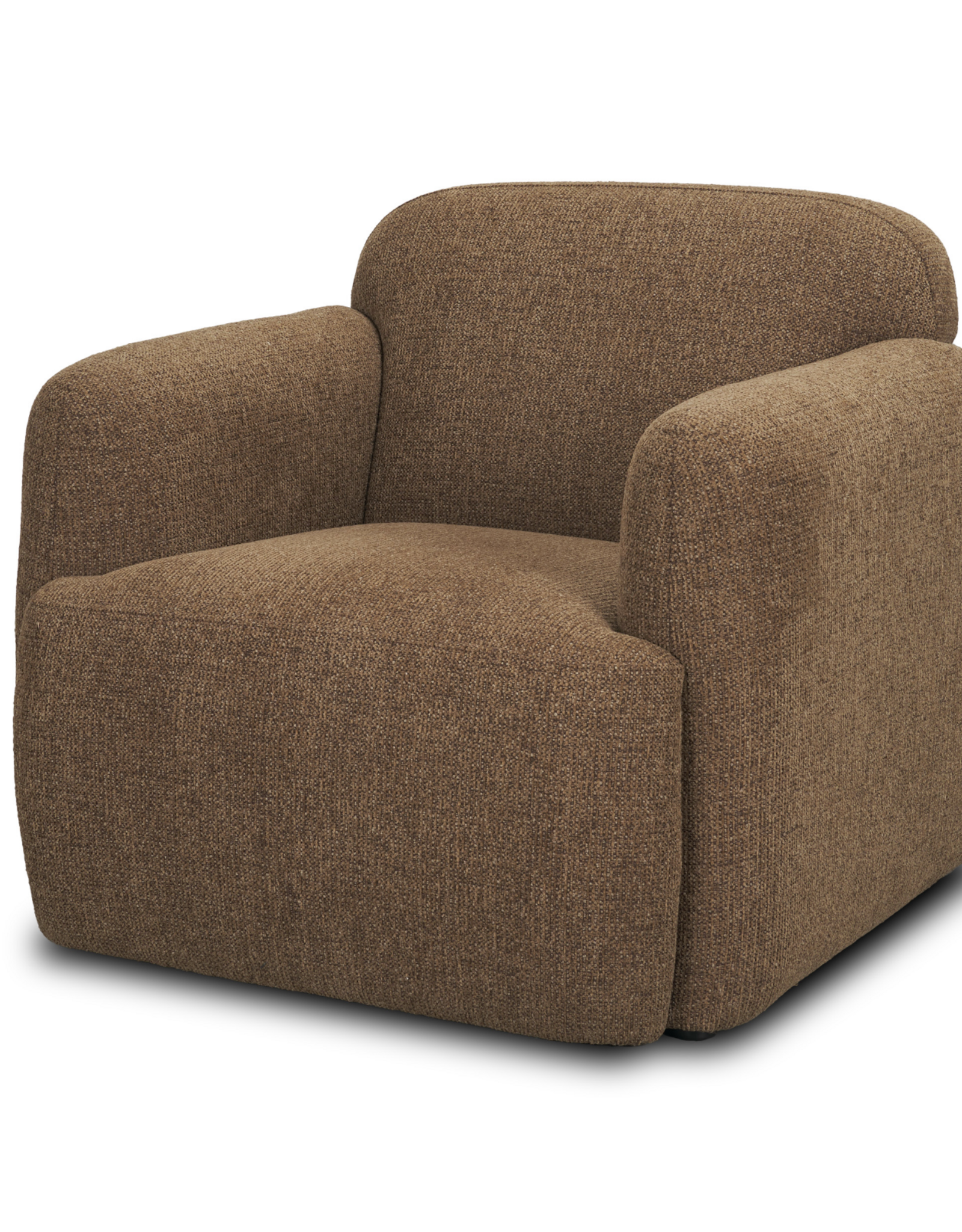 Saga Textured Brown Plush Fabric Upholstered Chair