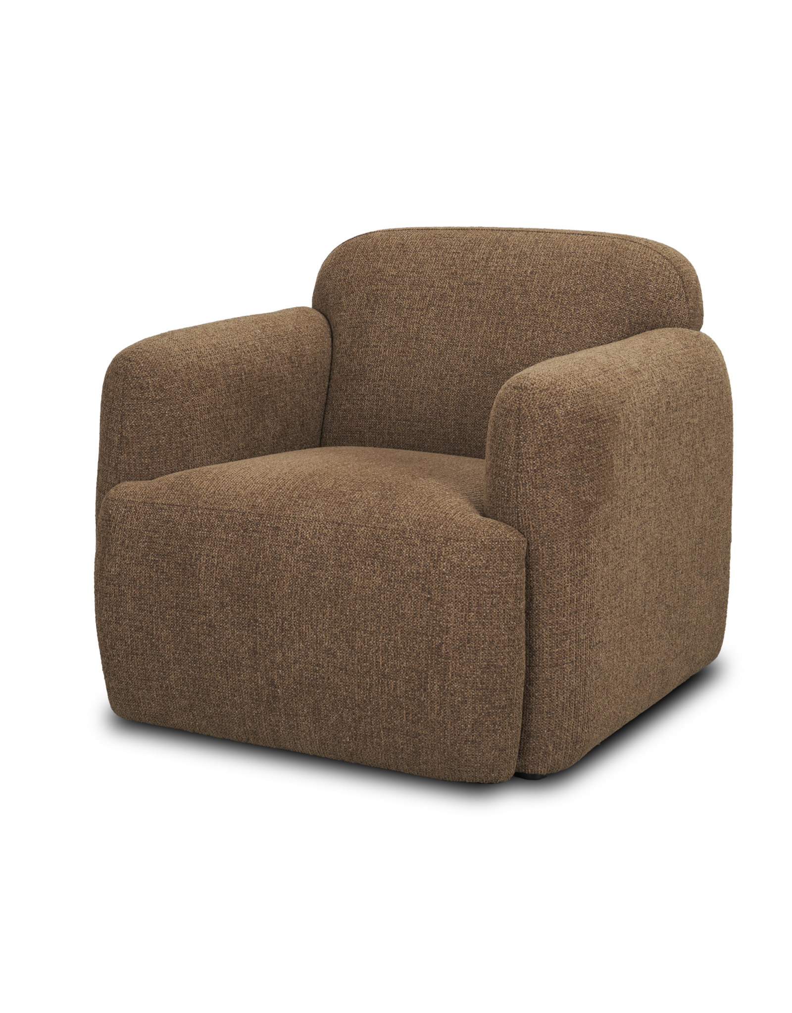 Saga Textured Brown Plush Fabric Upholstered Chair