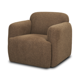 Saga Textured Brown Plush Fabric Upholstered Chair