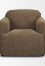 Saga Textured Brown Plush Fabric Upholstered Chair
