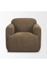 Saga Textured Brown Plush Fabric Upholstered Chair