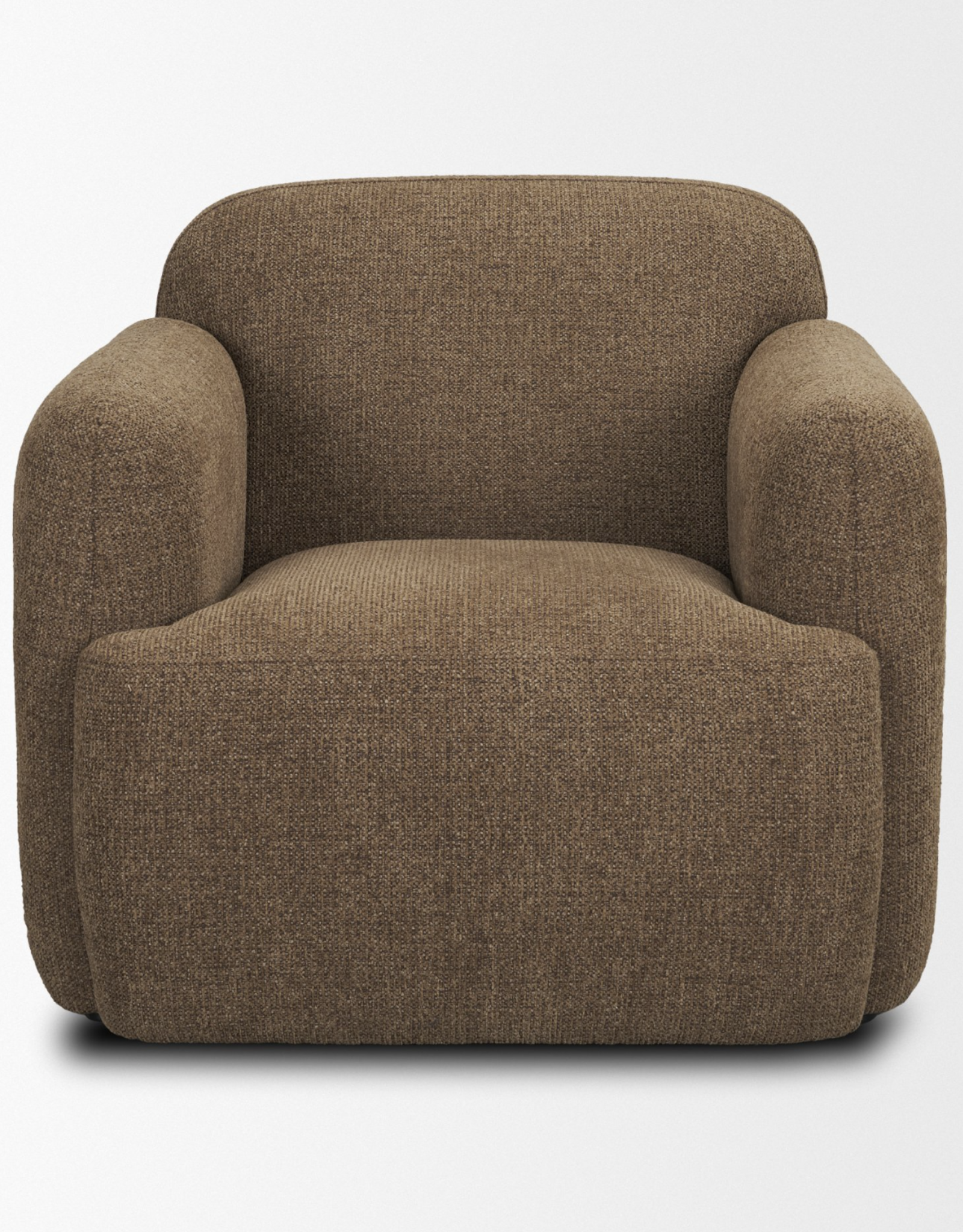 Saga Textured Brown Plush Fabric Upholstered Chair
