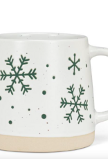 Wide Base Mug with Snowflakes in Green