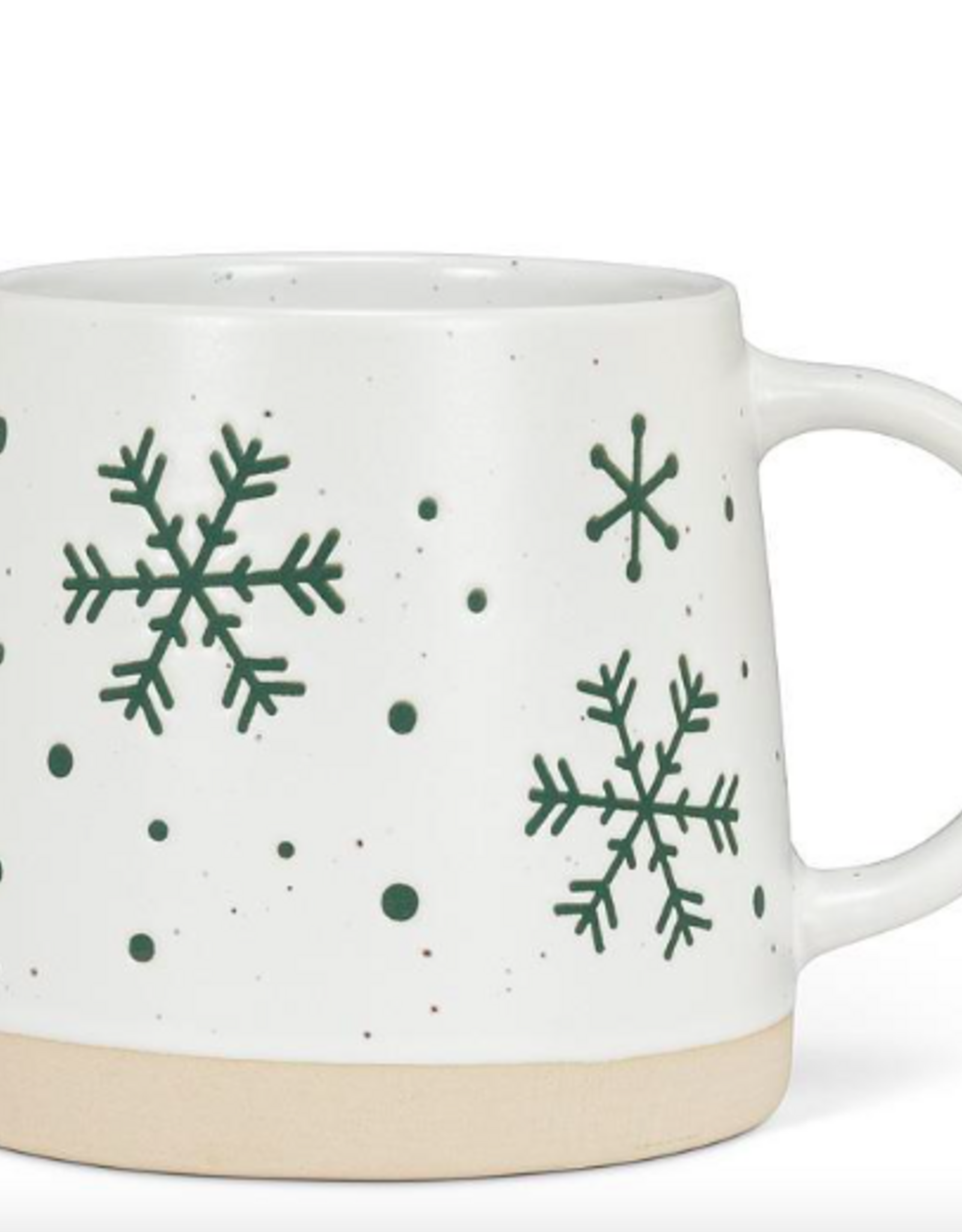 Wide Base Mug with Snowflakes in Green