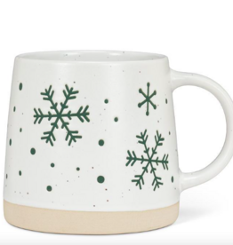 Wide Base Mug with Snowflakes in Green