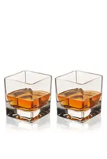 Braque Heavy Base Square Crystal Rocks Glass