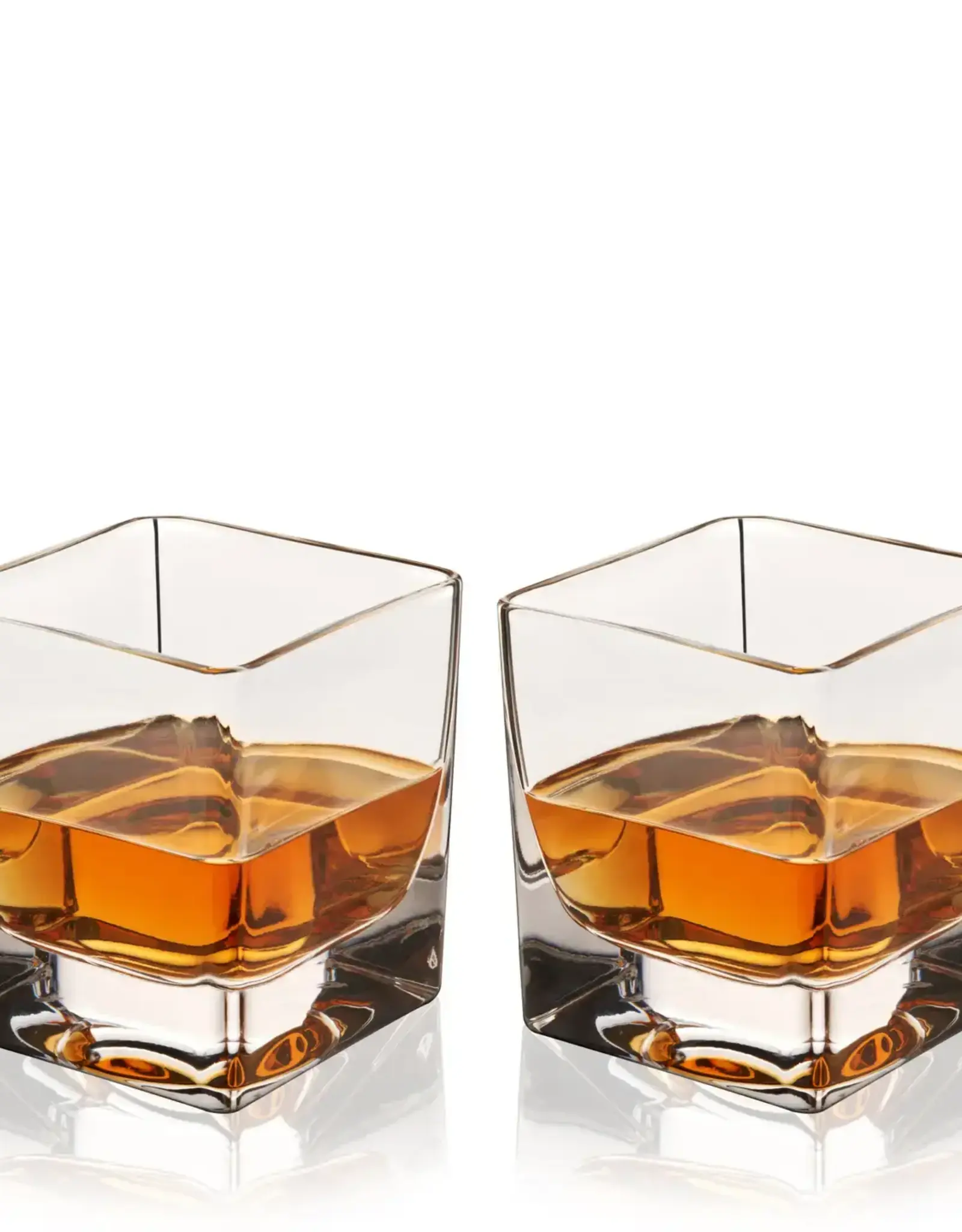 Braque Heavy Base Square Crystal Rocks Glass