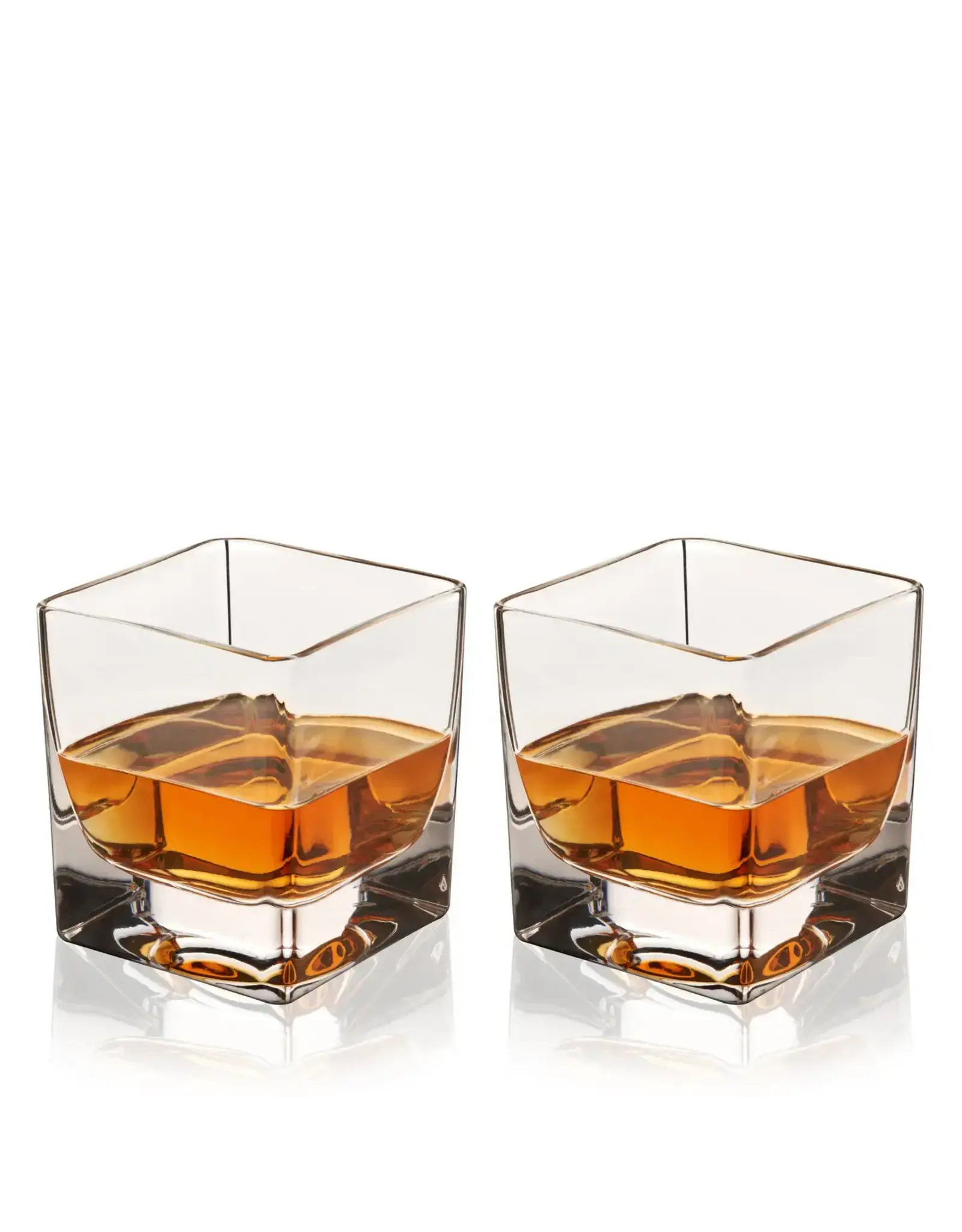 Braque Heavy Base Square Crystal Rocks Glass