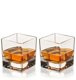 Braque Heavy Base Square Crystal Rocks Glass