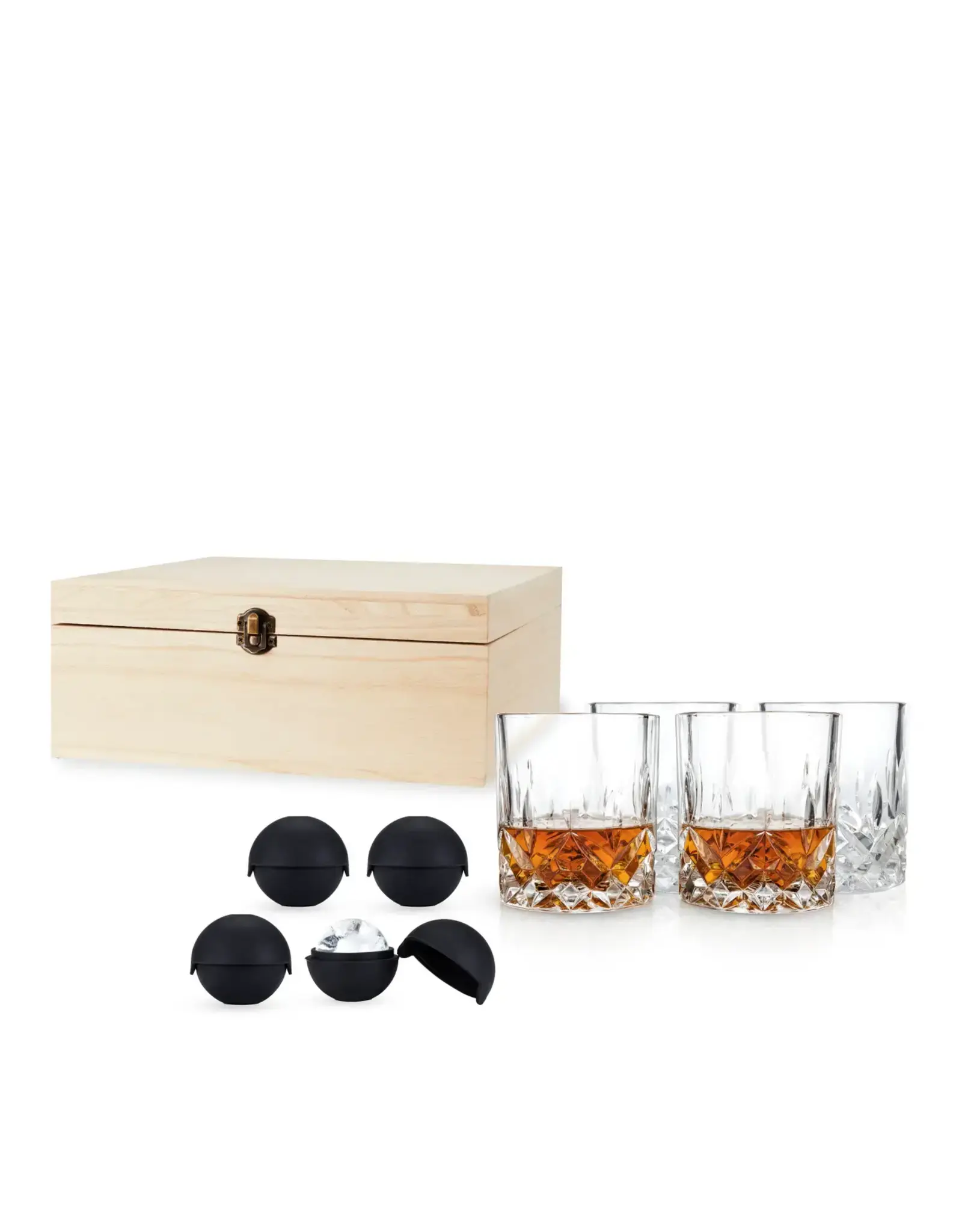 Whiskey Glasses and Ice Sphere Molds Gift Box Set of 8