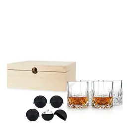 Whiskey Glasses and Ice Sphere Molds Gift Box Set of 8