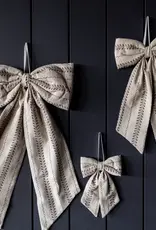 Bow Fabric Folk Beige Stripe Embroidery