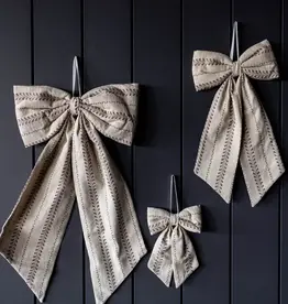 Bow Fabric Folk Beige Stripe Embroidery