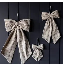 Bow Fabric Folk Beige Stripe Embroidery